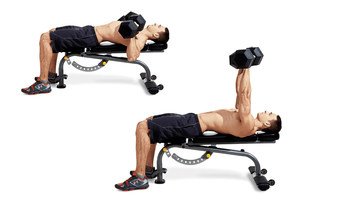 Bench press s činkami za účelem procvičení horní části těla