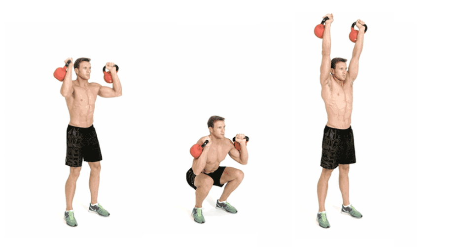 Dynamické tlaky na Kettlebell zapojují všechny velké svaly